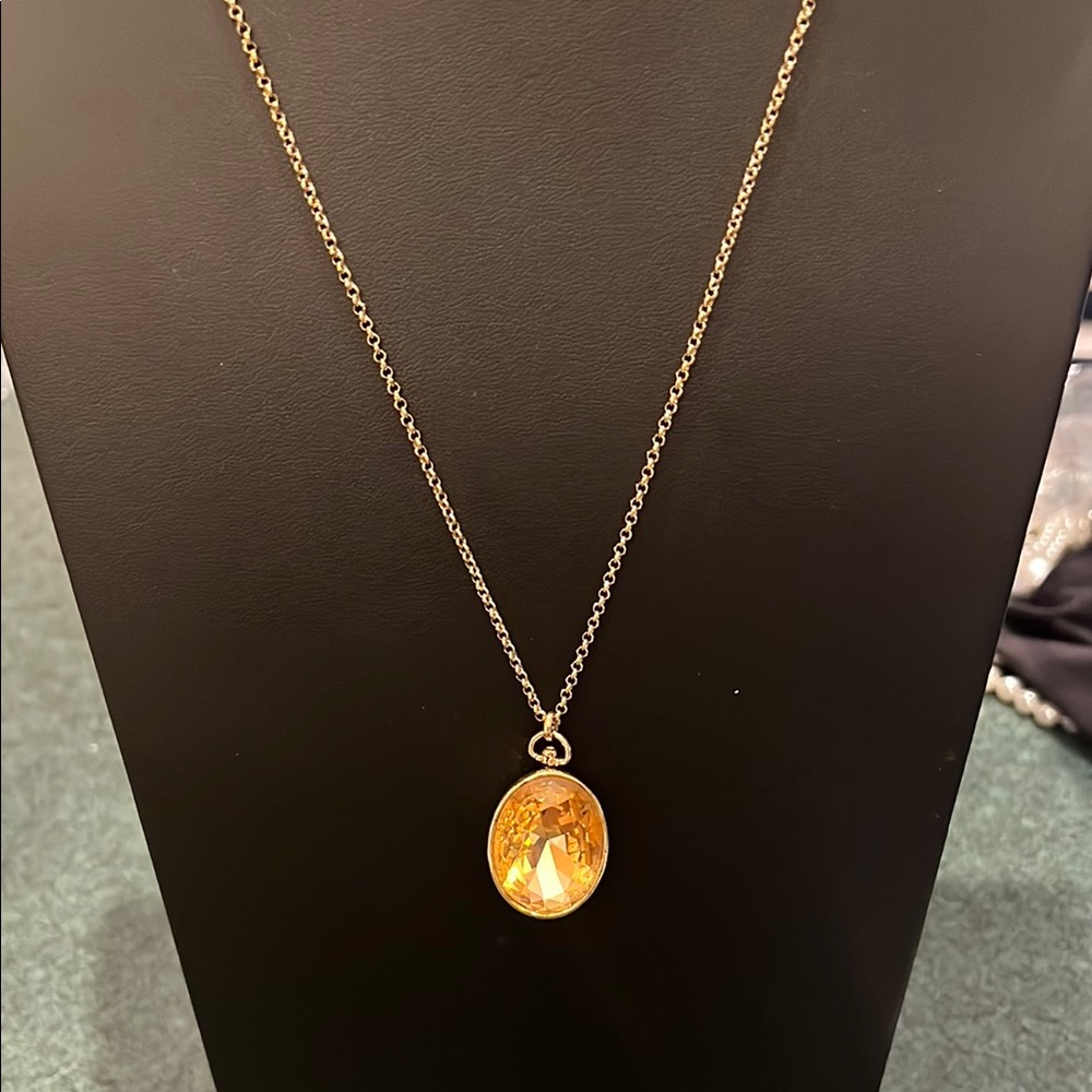 Fossil faceted glass necklace